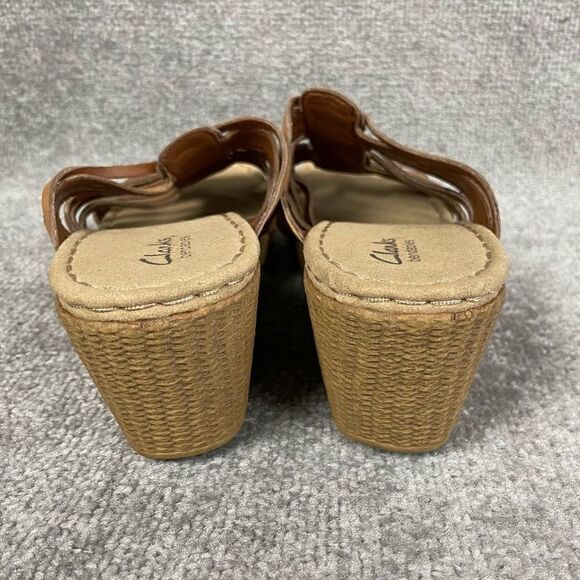 Clarks Bendables Women's Wedge Sandals Tan Brown Strappy Espadrille Size 9.5M - Picture 4 of 7